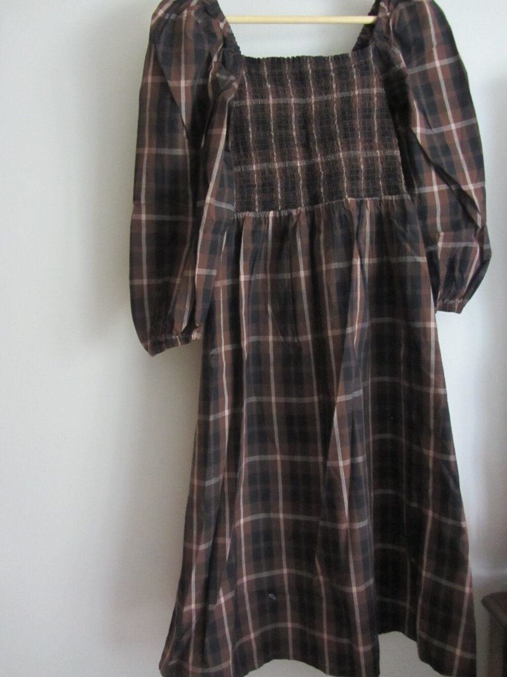 J Crew 100% Cotton smocked plaid dress small